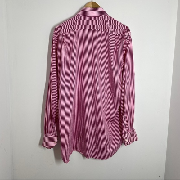 peter millar pink and white striped long sleeve button up mens size XL - Picture 5 of 9